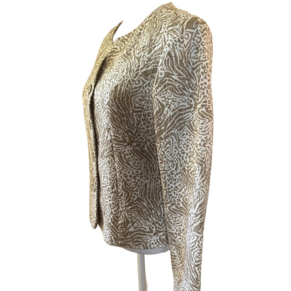 Talbots Cream & Tan Textured Button Jacket Size 6 - image 5